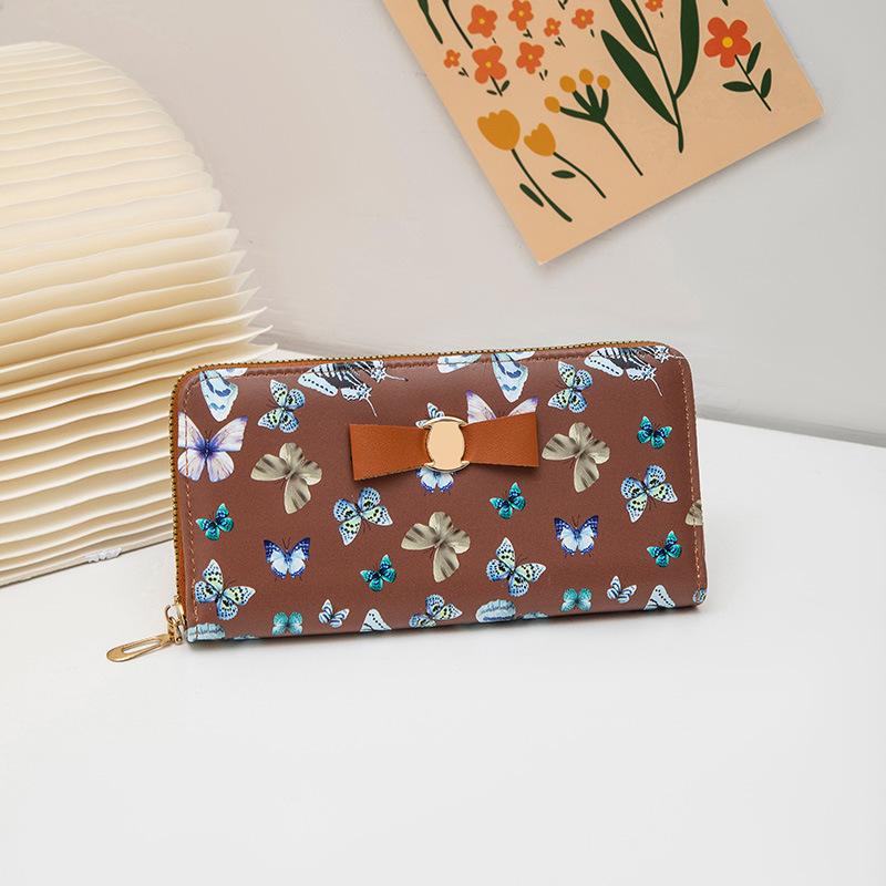 

Autumn new long wallet girls clutch bag sweet little butterfly women s wallet темно-коричневого