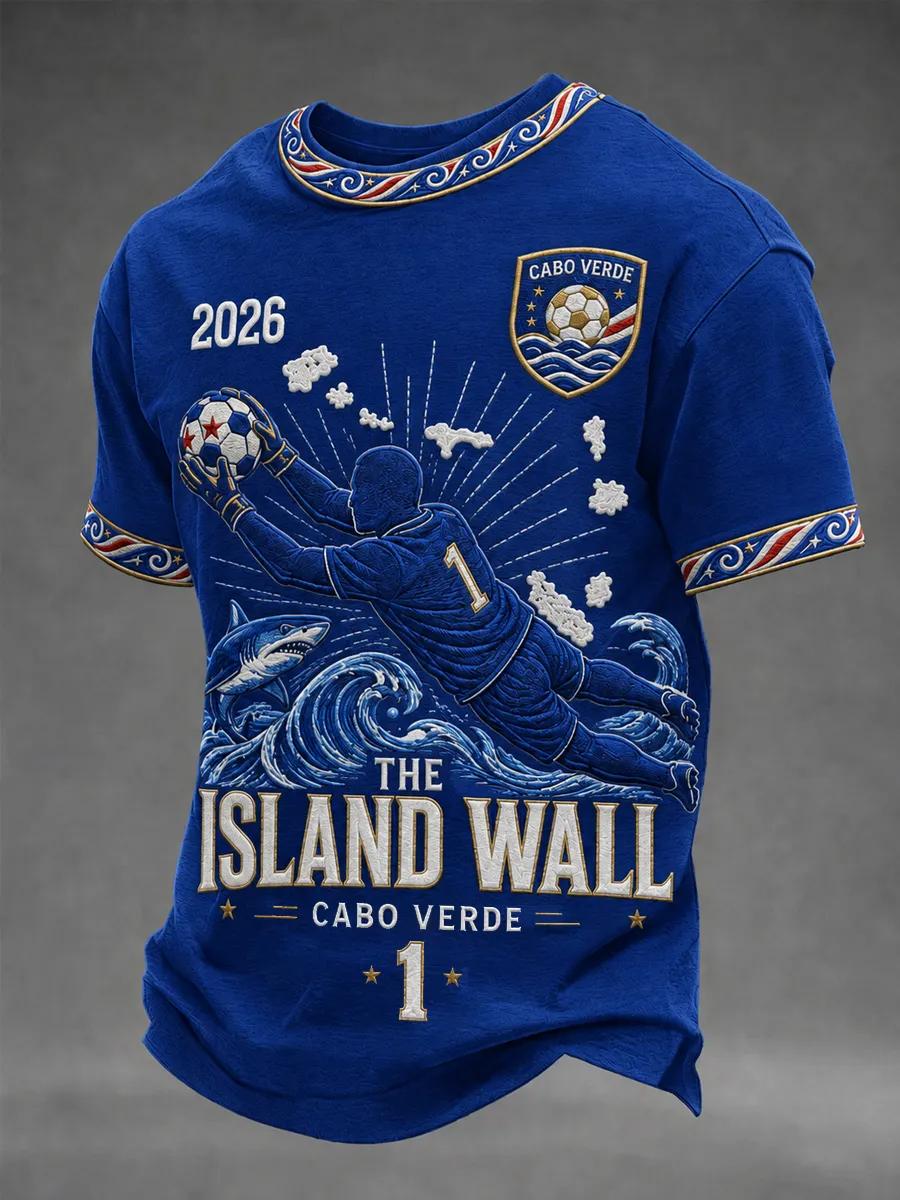 Kap Verde Stil Fußball T-Shirt Herren Damen Sport Oberteil Schnelltrocknend Atmungsaktiv Kurzarm Lässig Outdoor Sommerkleidung Tee 6XL