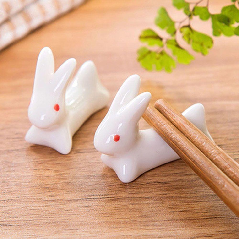 Home Decoration Flatware Porcelain Rest Fork Spoon Chopsticks Chopsticks 2Pcs Rack Ceramic Rabbit