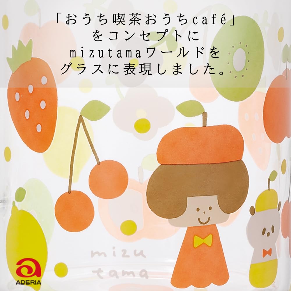 Aderia House Glass Fruit Made In Gift Cup with Illustration and Cute Smiling Thick Easy To Birthday 6196 (ADERIA) Mizutama's Tumbler, Design, 290ml,