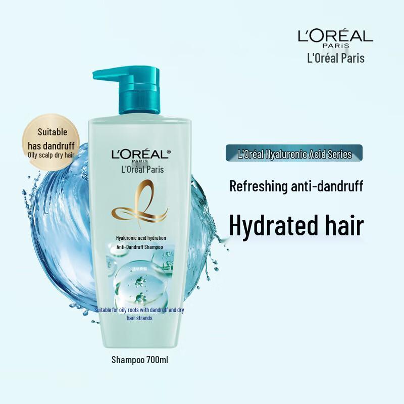 L'Oreal Hyaluronic Acid Hydrating Anti-Dandruff Shampoo 6 x 700ml Pack