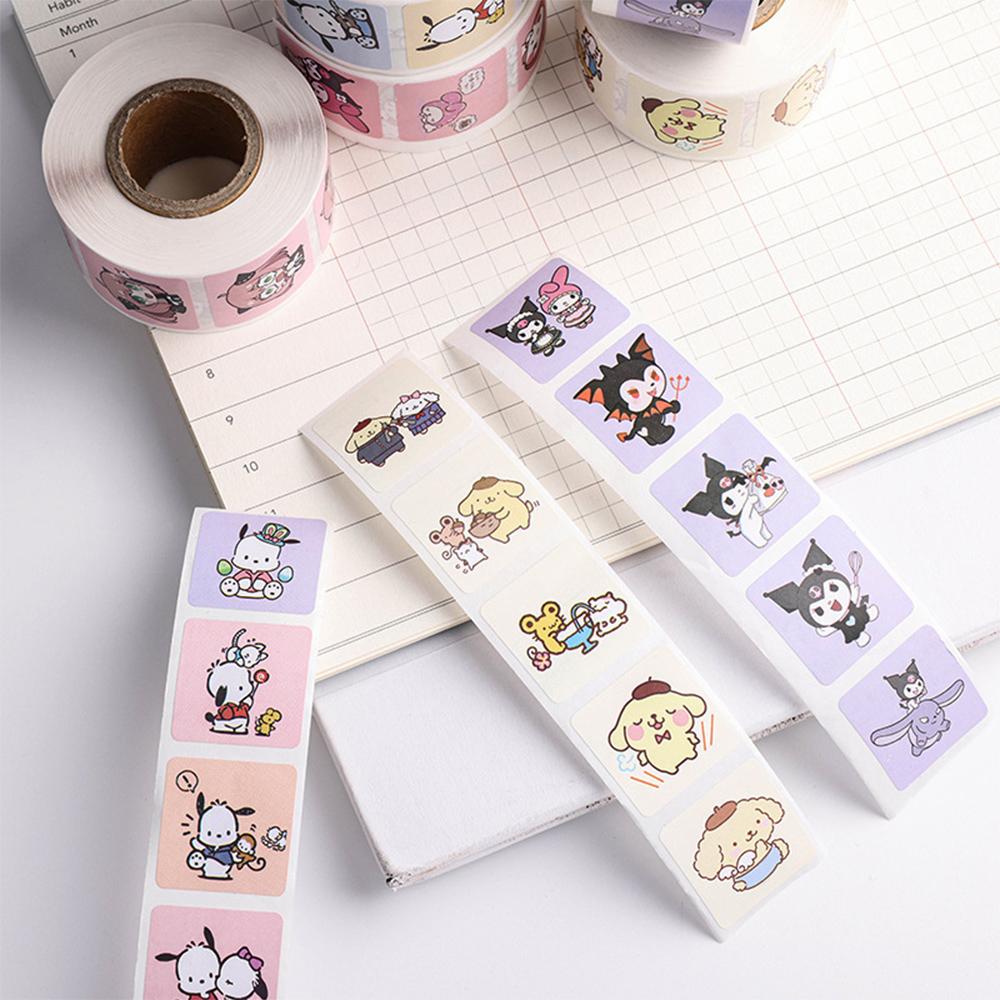 500PCS Cute Kuromi Pochacco My Melody Cartoon Stickers Roll Laptop Scrapbook Phone Diary Kawaii Aesthetic Sticker Decal Kids Toy