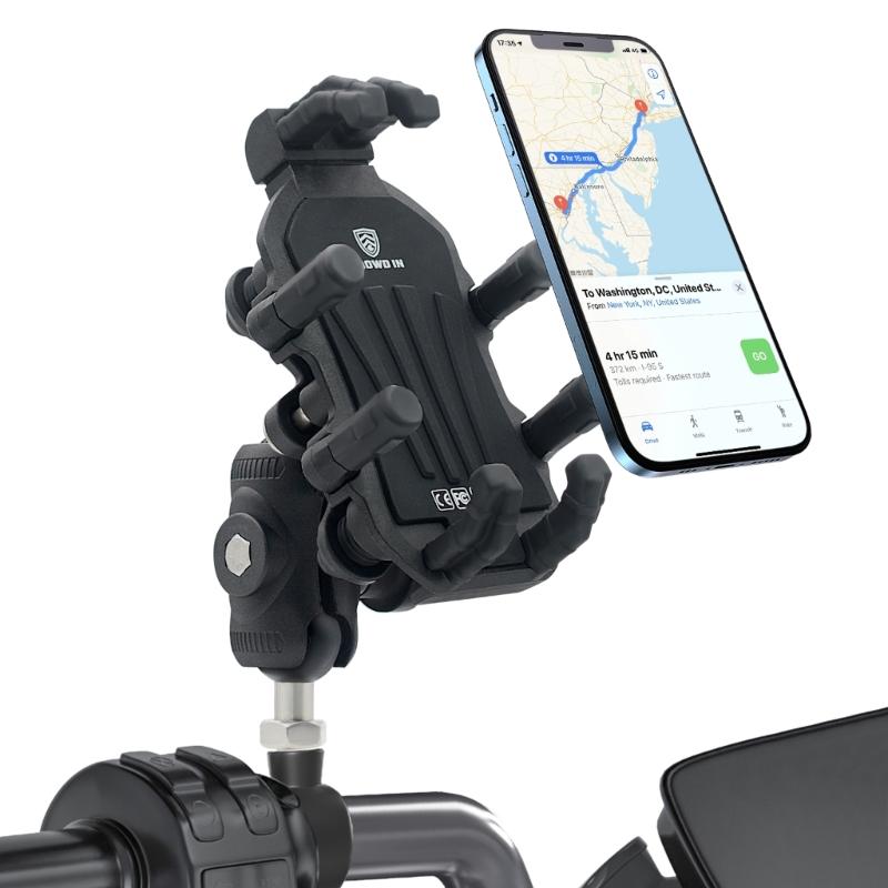Motorcycle Phone Holder with Vibration Dampener & Secure Lock, Anti-Theft Motorcycle Phone Mount Handlebar Phone Holder