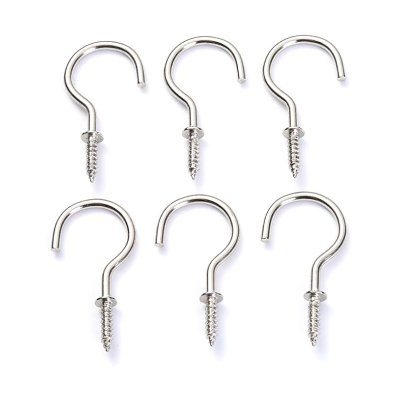 Pack of 100 Steel Screw Hooks Hook Screws Stainless Steel Screw Hooks Eye Screw Ceiling Hooks Simple Installation