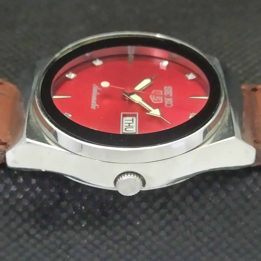 USED VINTAGE SEIKO 5 AUTOMATIC 6309A JAPAN MENS DAY/DATE RED WATCH 539-a284334-2