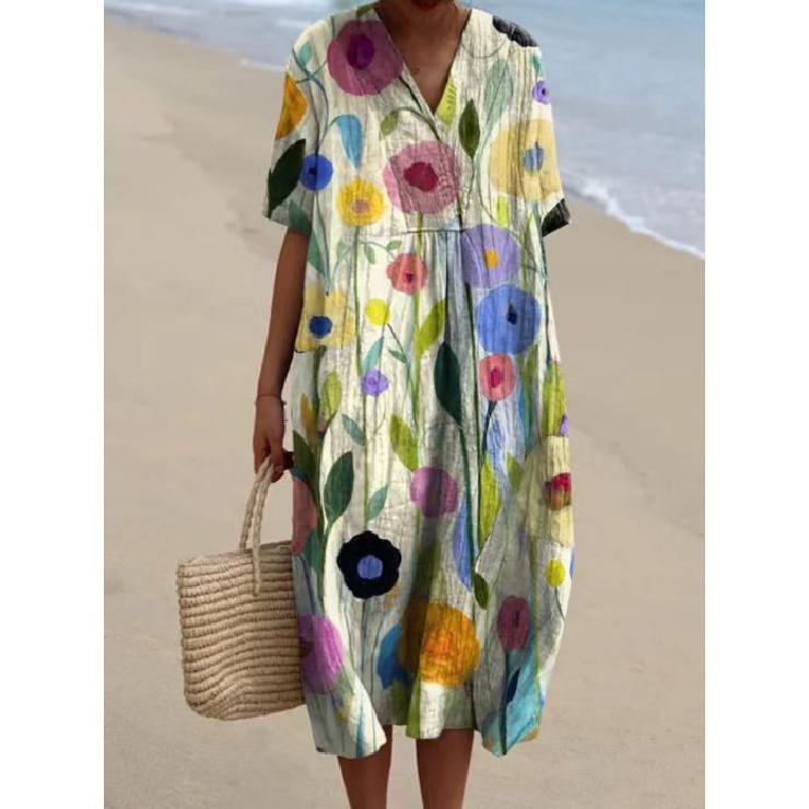 Neujahr Sommerurlaub Strand Musikfestival Pendeln Arbeit Bequemes sexy elegantes Damenmode-Kleid mit Print