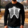 Men's Knit Long Sleeve Neck T-Shirt with Halloween Print Casual Top
