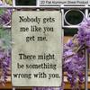 2D Flat Americana Aluminium Wall Hanging Sign - "Nobody Gets Me Like You" Quote Plaque, Pre-Drilled, with No Electricity Needed, for Home, Garden