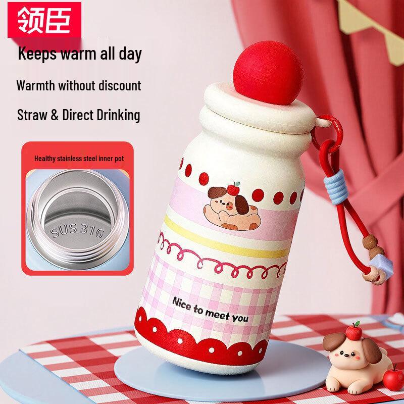 LINGCHEN 316 Stainless Steel Dual-Drink Insulated Cup with Straw