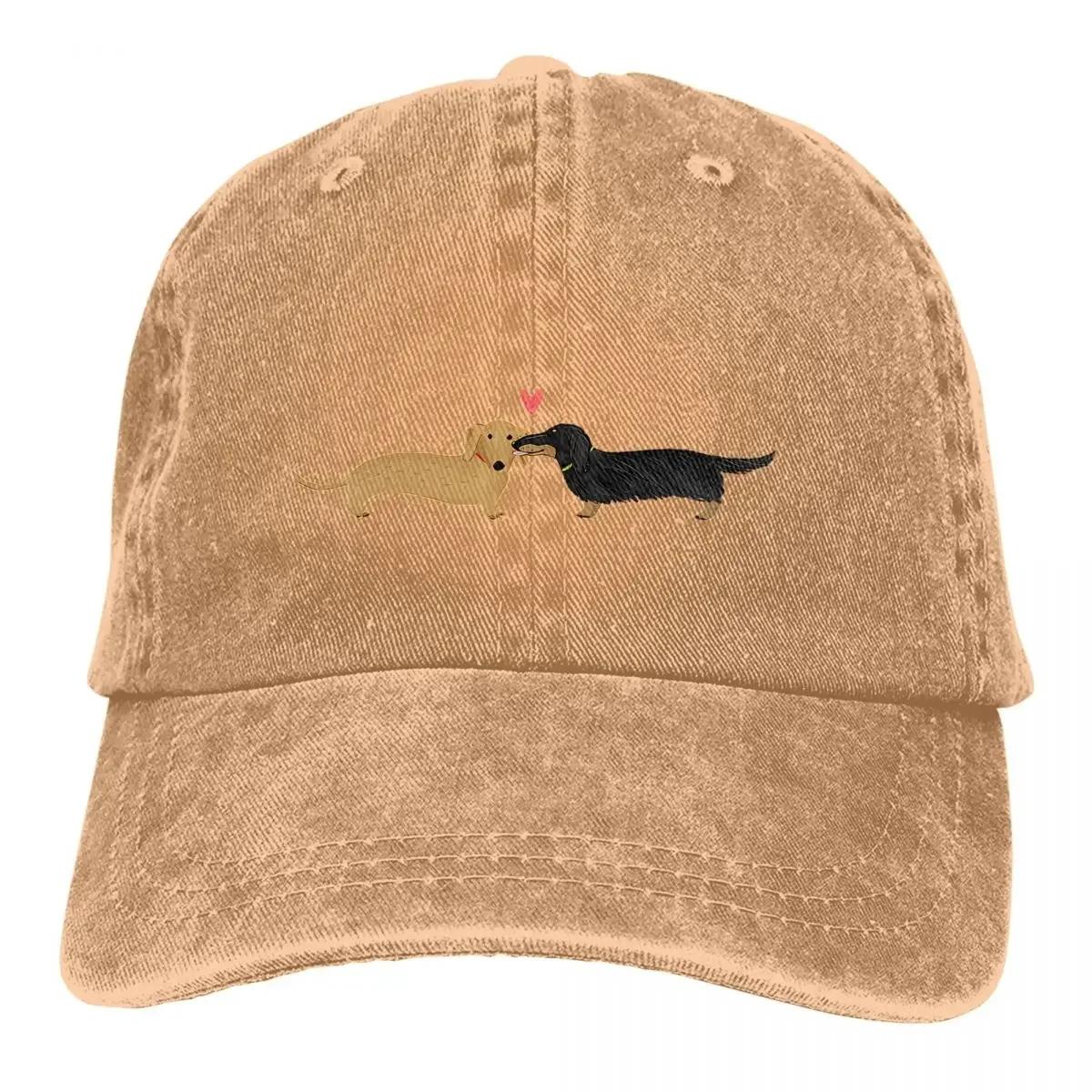 Hundeliebhaber Mehrfarbige Kappe Schirmmütze Damenmütze Dackel Hunde Liebe Mit Herz Niedlicher Wiener Personalisierter Schirm Sonnenschutzmützen Adjustable