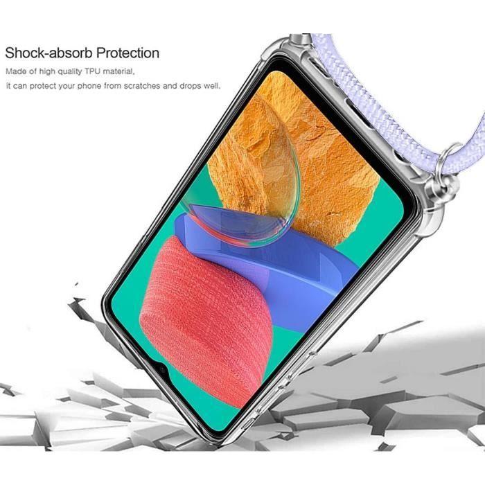Coque chaîne de portable pour samsung m33 5g protection renforcé antichoc avec chaîne violet