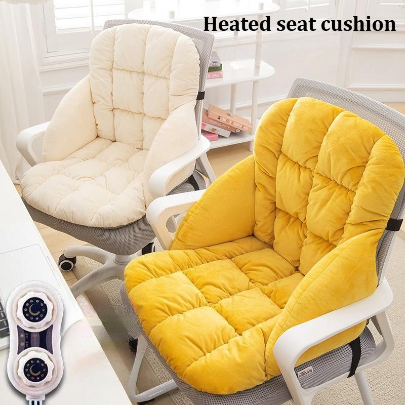 Heated Seat Cushion for Office Winter Plush Heated Seat Cushion Students Thicken Backrest Integrated Chair Cushions