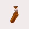 Little Bear Women's Cute Mid-Calf Feather Yarn Socks - Japanese Style in Coffee Color, Ideal for Spring & Autumn.