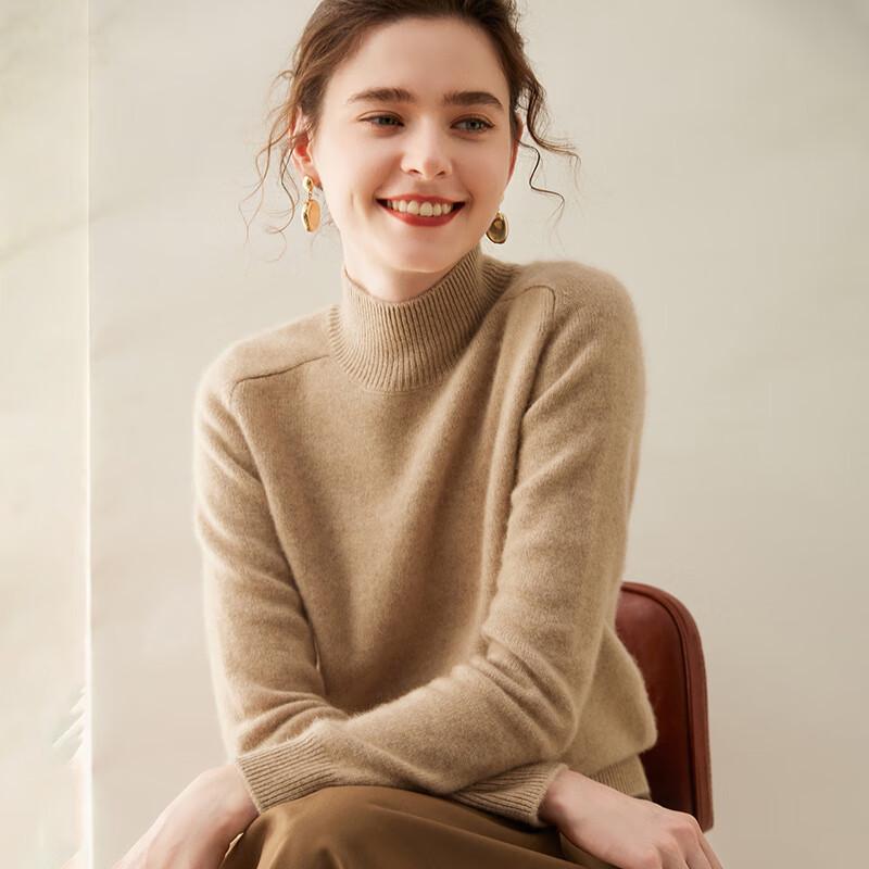 Fanzhen Women's Thickened Mock Neck Cashmere Sweater