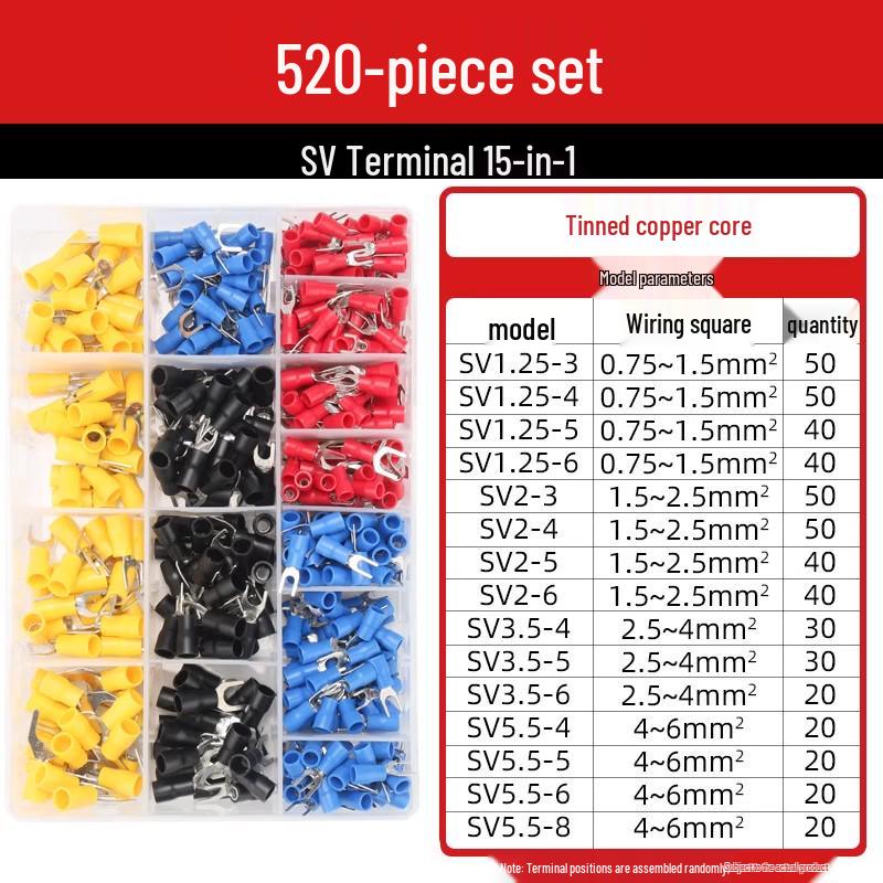 SV1.25-3/4S European Pre-insulated U/Y-shaped Copper Crimp Terminal