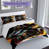 3pcs Custom Name "Rider Flames Motorcycle Speed" Bedding Set Printed Bedding Set Duvet Cover Closure Includes 1 Duvet Cover & 2 Pillowcases Bedroom De