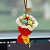 Woolen Rose Car Air Freshener Pendant - Rearview Mirror Ornament for Girls' Car Interior Decoration
