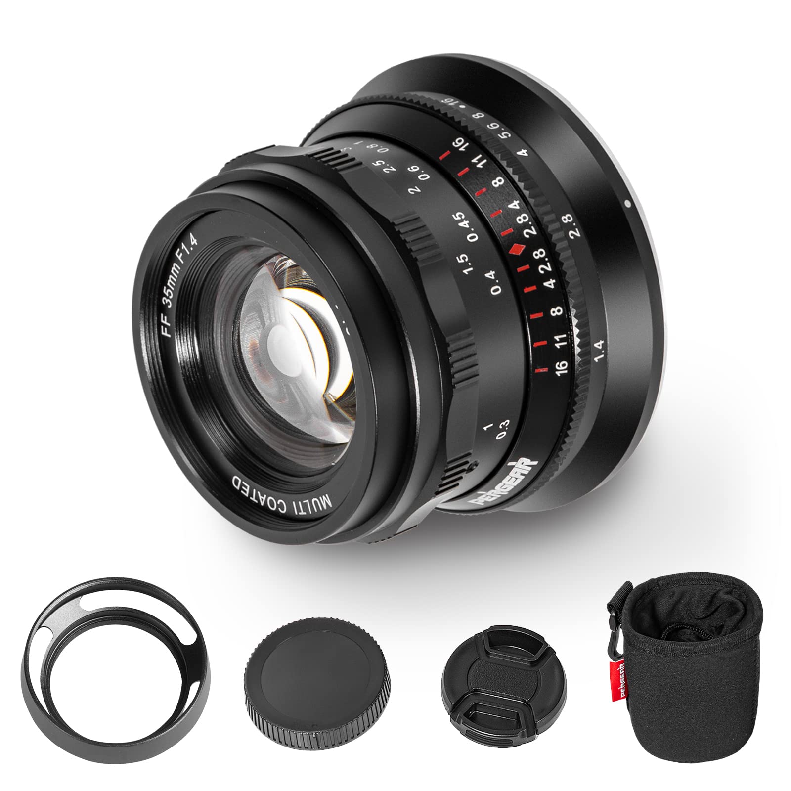 

PERGEAR 35mm Manual Focus Prime Lens F1.4 Full-Frame (EOS-R Mount, Black) чёрный