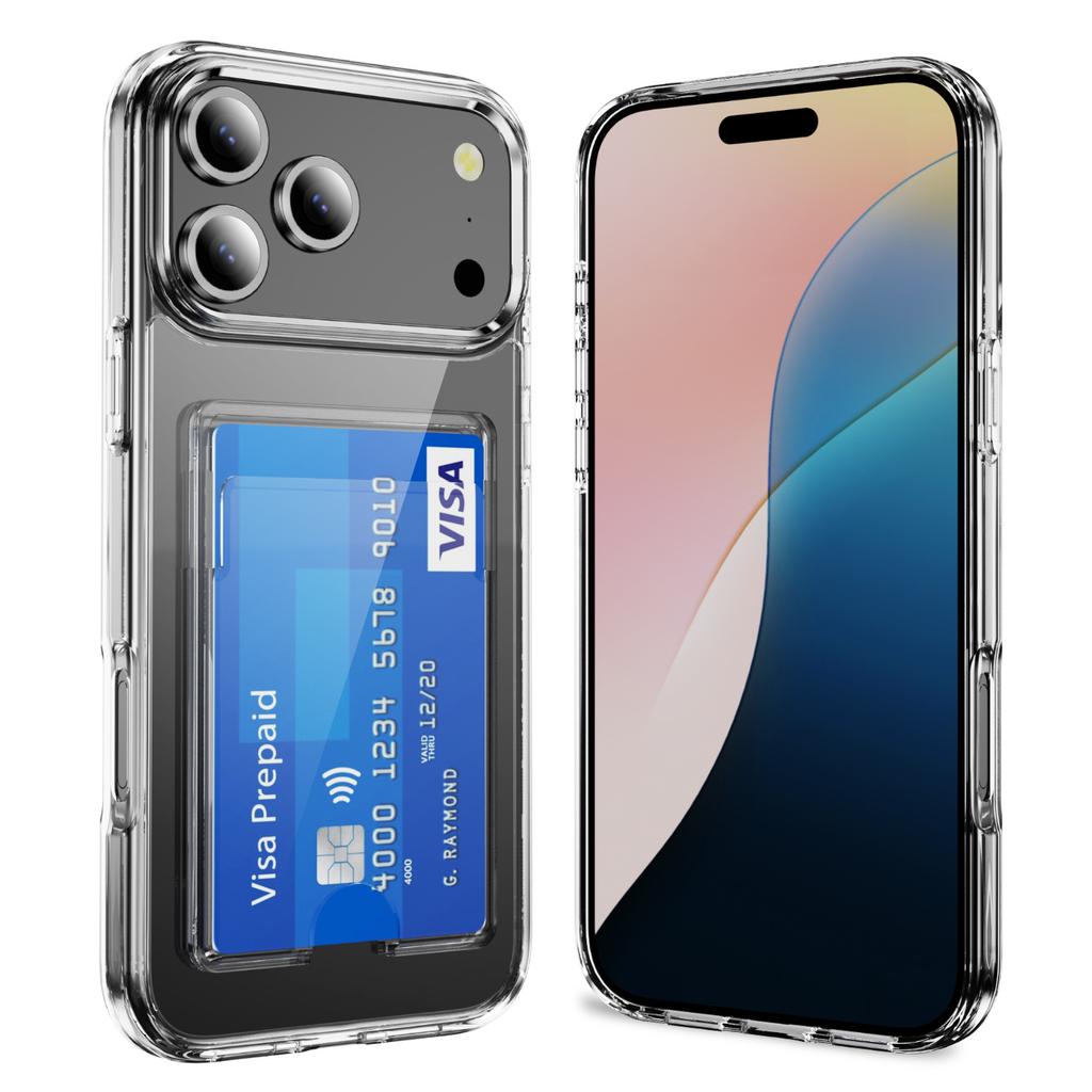 Applicable to iPhone17ProMax crystal clear card mobile phone case Apple 16Pro transparent 15 anti-drop 14 protective case