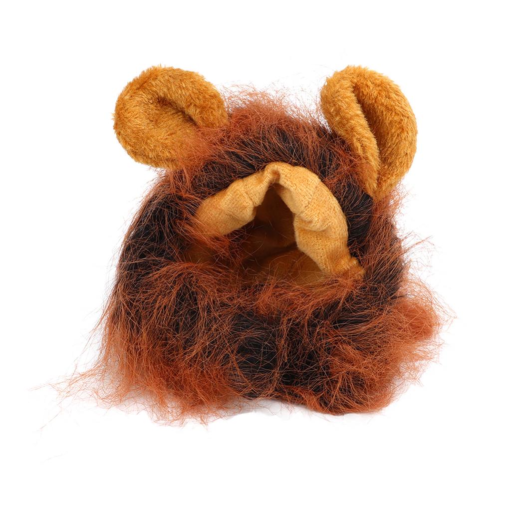 Cat Lion Headgear Decoration Cloth Cute Breathable Pet Lion Wig Lion Mane Costume for Pet Dark Brown