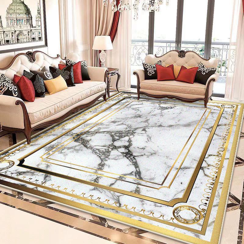 White Marble Large Living Room Rugs Luxury Home Decoration Fluffy Plush Bedroom Carpet Lounge Cloakroom Non-slip Soft Floor Mat