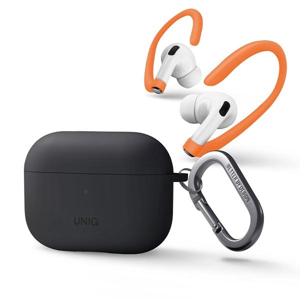 UNIQ case Nexo AirPods Pro 2 gen + EarHooks Silicone (2022/2023) gray/charcoal gray