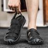 Summer Men's Leather Shoes Male Sandals Handmade Hollow Flats Quick Dry Wading Shoes