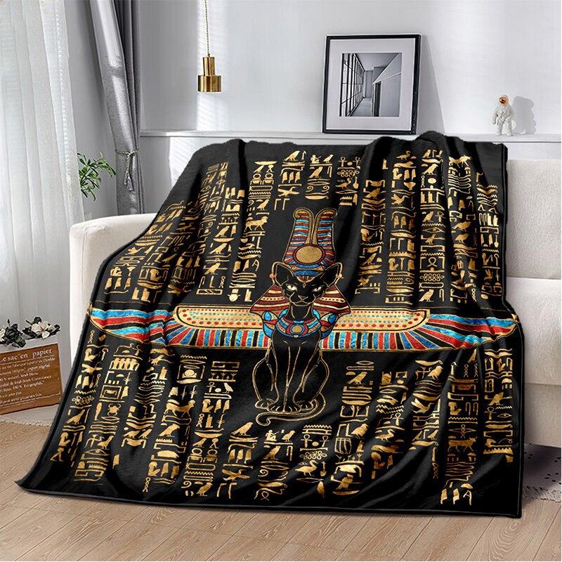 Ancient Egyptian Symbols Digital-printed Polyester Bedroom Velvet Flannel Cover Blanket Fleece Soft Sofa Cover Blankets for Beds