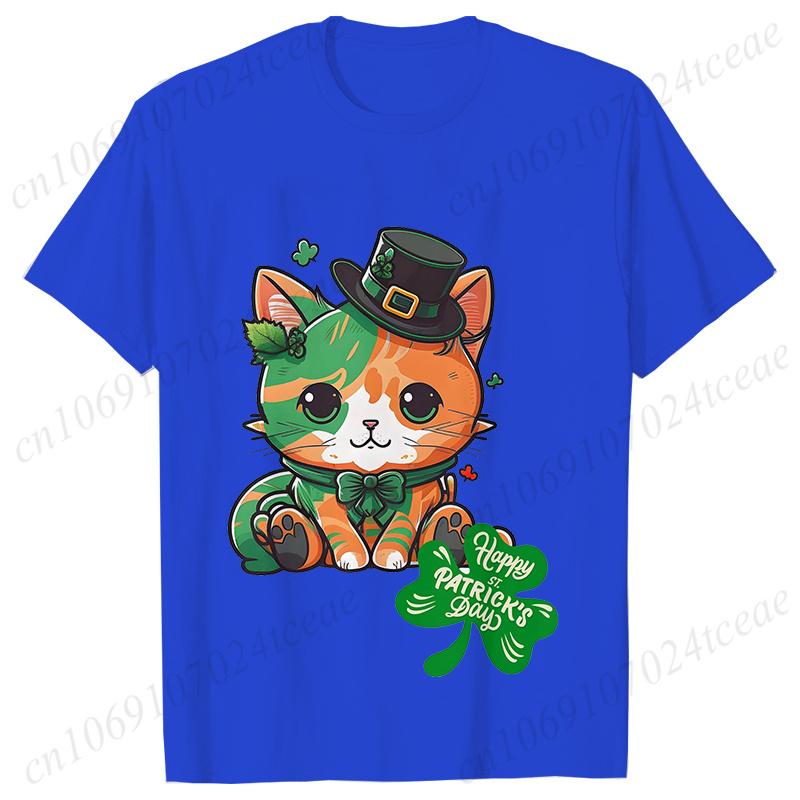 

St Patricks Day Print Shirt for Women Short Sleeve Tops Kawaii Cat Casual Womens Clothing Y2k Fashion Women Oversize Tshirts 4XL