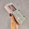 Rhinestone Travel Makeup Box with Mirror & Mini Brush Set