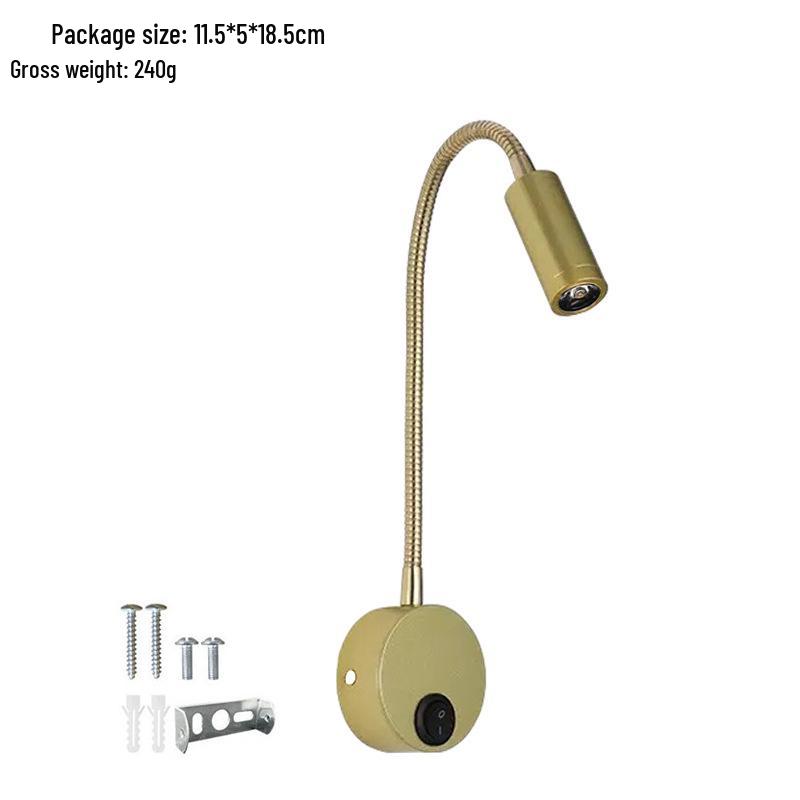 3W LED Svanehals Leselampe, Veggmontert Nattbordsspotlight