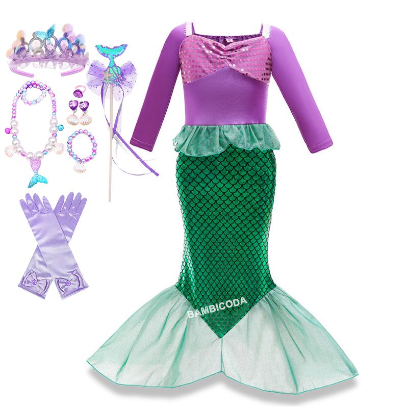 Little Mermaid Dress Princess Cosplay Costume Fish Beauty Birthday Party Halloween Clothing Mermaid Dress For Girl