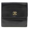 COCO Mark Bi-Fold Wallet A13456 Double Sided Black Calfskin Women Used