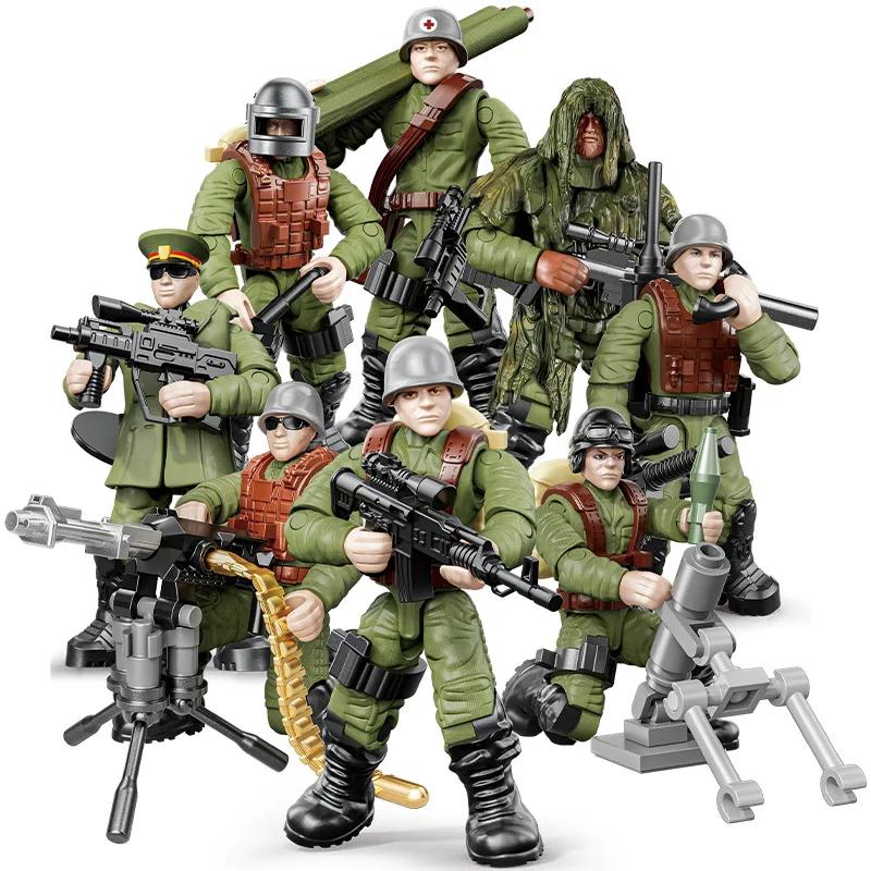 New WW2 Special Force SWAT Police Military Building Block World War 2 USA Army Soldier Figure MOC Block Brick Toy For Children