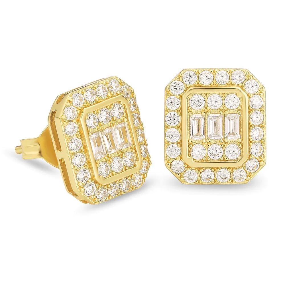 

Hip Hop Rock Ear Stud Earrings for Men Iced Out Cubic Zirconia Bling Cartilage Accessories Homme Hippie Jewelry Wholesale OHE143