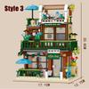3IN1 Kaffeeladen Straßenansicht Bausteine Spielzeug mit Licht Montage Haus Bausteine Ornamente Mädchen Erwachsene Weihnachtsgeschenke