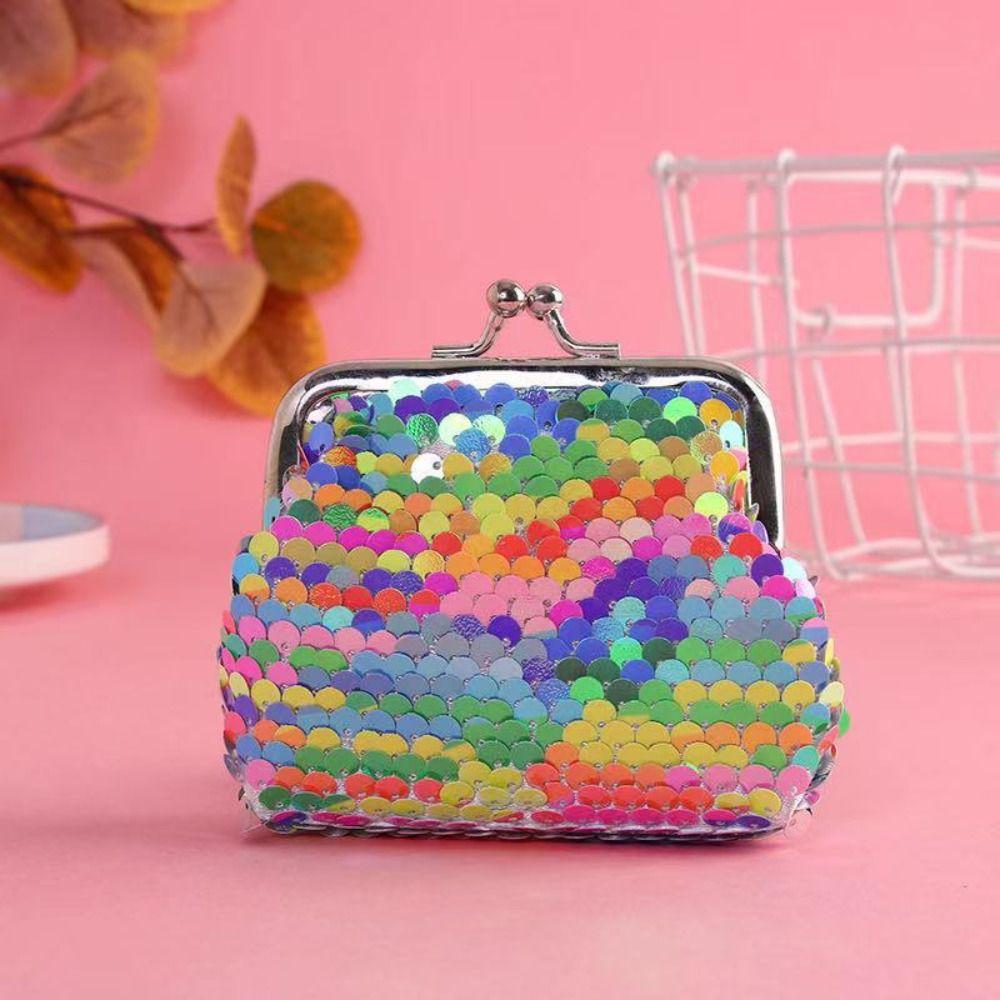 3-inch Colorful Sequins Fashion Small Money Pouch Zero Wallets Portable Coin Purses Creative Earphone Data Cable Storage Bag