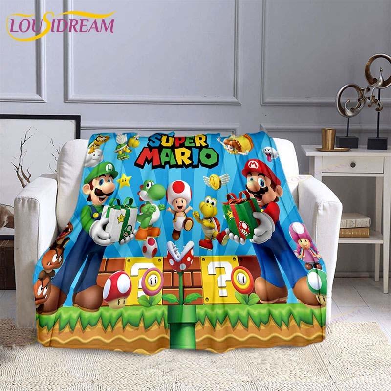 Mario Bros Fashion Blanket Anime Flannel Bed Throw Blanket Soft 3D Printed Cartoon Coverlet Sofa Travel Camping Children Blanket