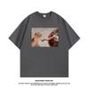 ZAZOMDE 2026 Simple Funny Art Cat Graphic T Shirt Neutral Oversized Short Sleeve Tee Summer Streetwear Cotton Daily Clothing