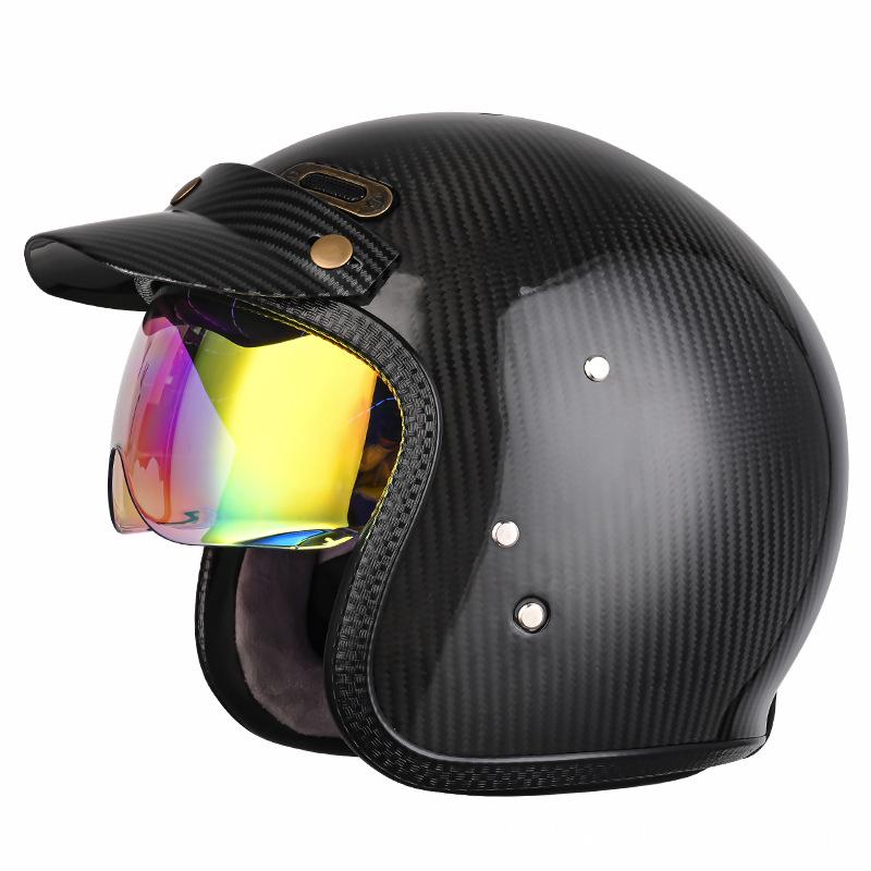 

Carbon Fiber Ultra-Light Retro Motorcycle/Scooter Helmet - All-Season Breathable Half Helmet M (55-56 cm)