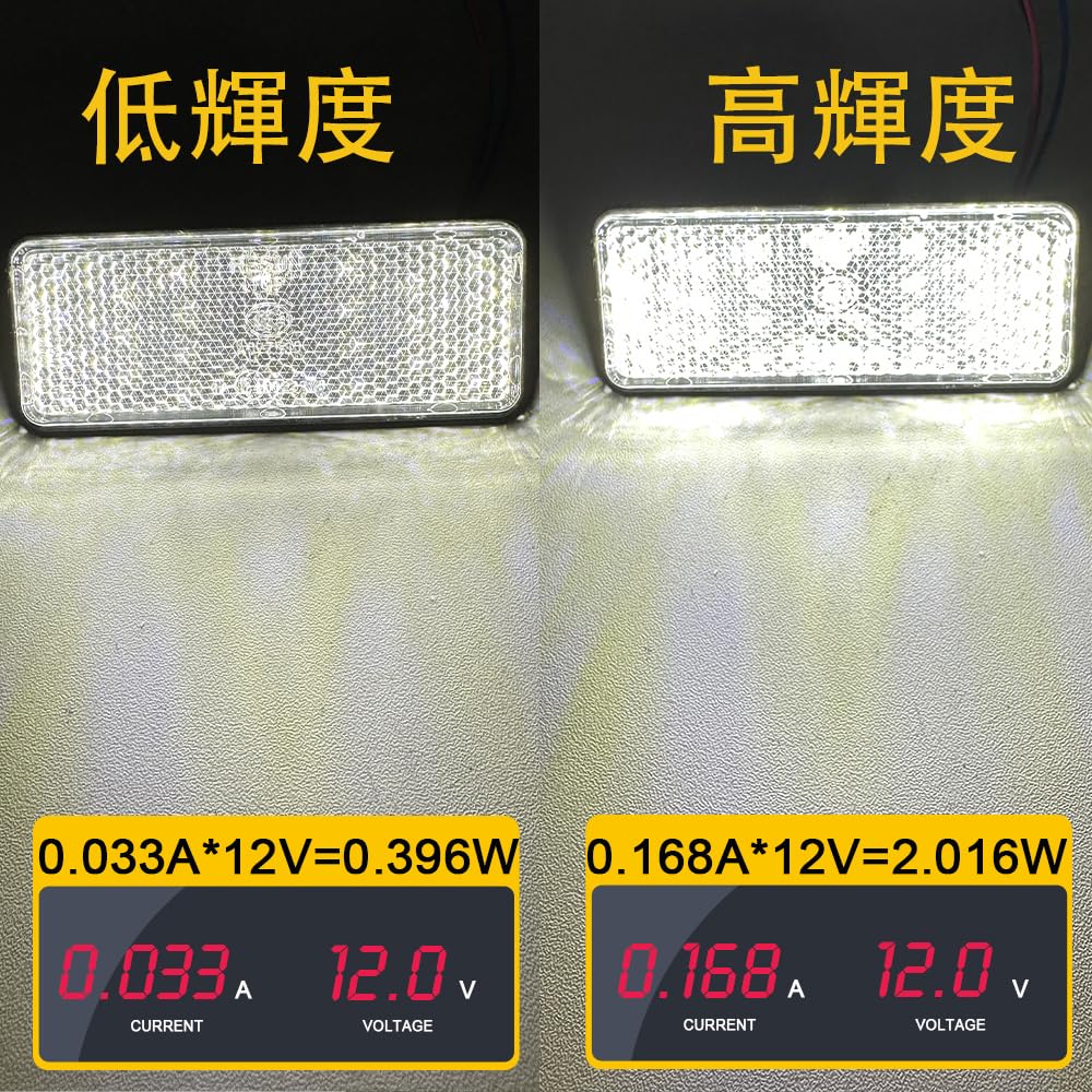 LED Reflector Reflector Square Trailer Side Marker Rear Marker Turn Signal Tail Lamp White Set of 2