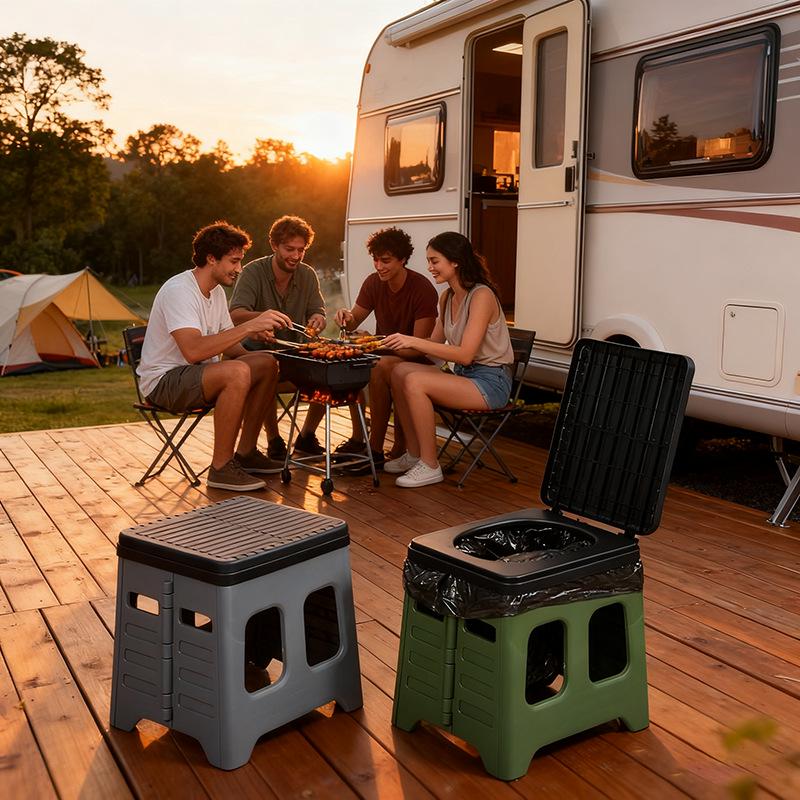 Portable Foldable Odor-Proof Toilet Stool for Adults - Ideal for Travel, Camping, and Emergencies.