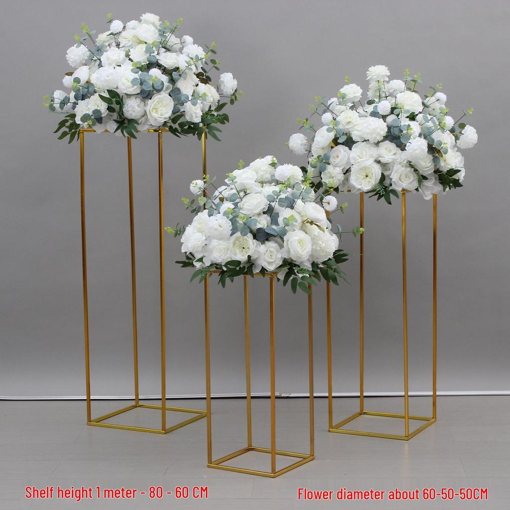Simulated Silk Floral Arrangement: Round Flower Ball for Aisle, Table, or Wedding Stage Decoration.