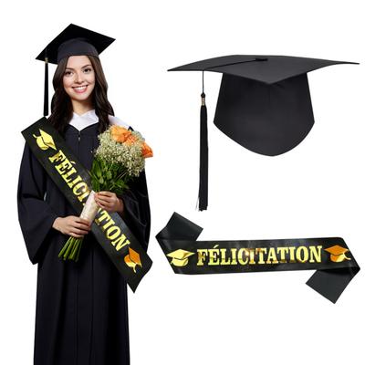 Unisex Matte Erwachsenen Abschlusskappe mit Schärpe Glückwünsche Abschluss Satin Schärpe Set
