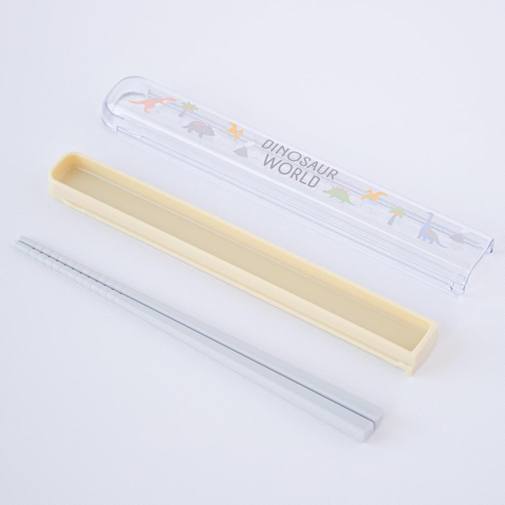 Sliding Antibacterial Chopstick Case Dinosaur for Lunch Dishwasher Set, 16.5cm, Design, Boys, Boxes, Safe, HS-11