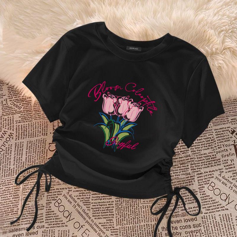 Girls' Solid Color T-shirts Short-sleeve Tops for Kids Summer Children Tees Teenager Blouse Baby Outfits Clothing
