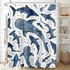Shower Curtain Whales Sharks Ocean Pattern Blue Nautical Waterproof Bath Decor Large Size 180x180cm Bathroom curtain