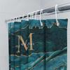 Luxury Marble Shower Curtain with Personalized Initials Waterproof Fabric for Bathroom Decorations Green Gold Color Combination