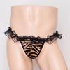 Men'S Lingerie Lace Frilly Sissy Thong G-String Low Rise Leopard Bikini Briefs Sissy Pouch Panties Gay Crossdressers Underwear