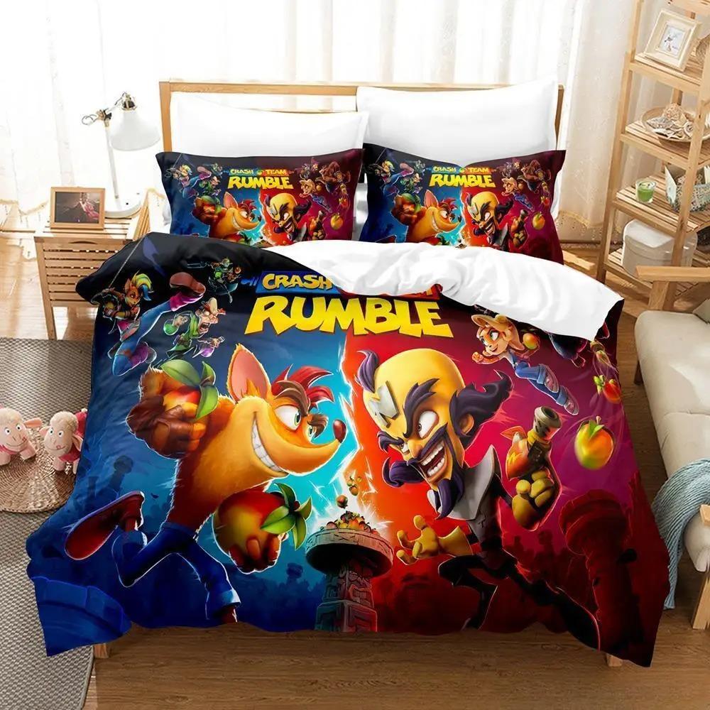Crash Bandicoot Bedding Set Single Twin Full Queen King Size Bed Set Adult Kid Bedroom Duvet Cover Sets 3D Anime Bed Sheet Set